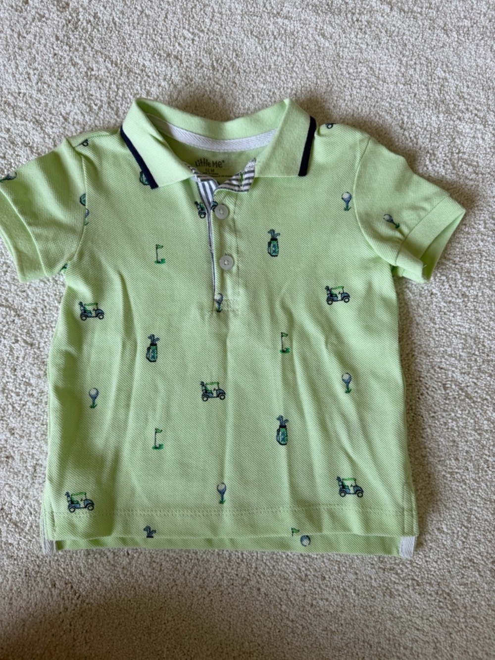 Little Me Lime Green Polo with Golf Embroidery